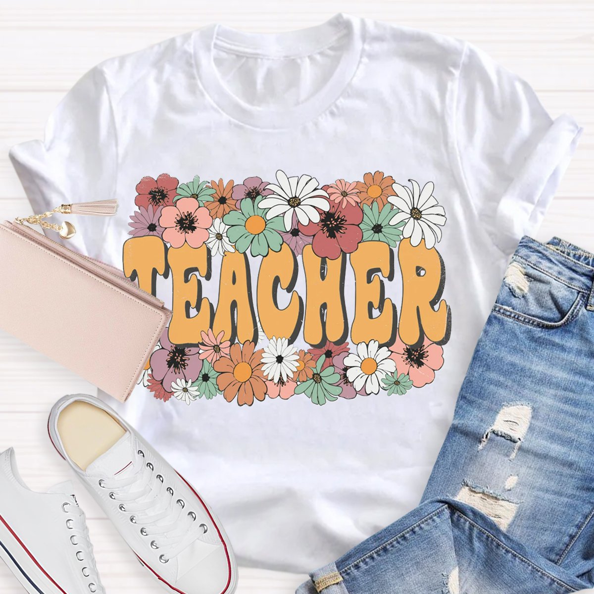 Cute Floral Trendy Teacher Shirt