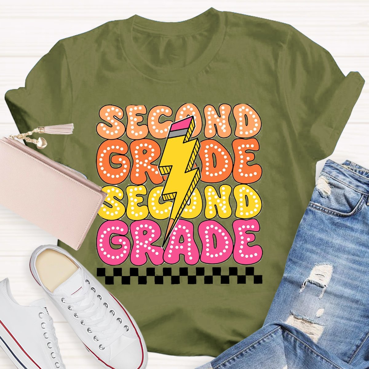 Personalized Grade Hello Second Grade Chockablock Shirt