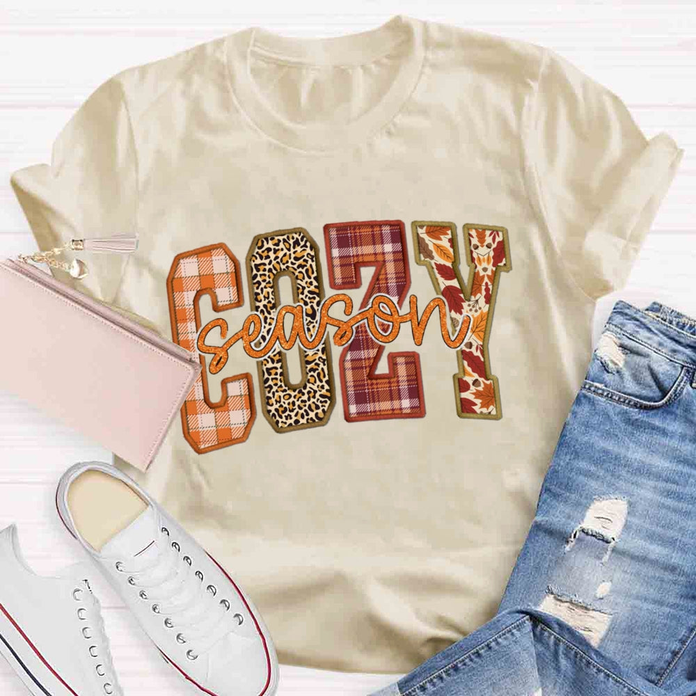 Cozy Season Fall Halloween Thanksgiving Casual Print T-shirt