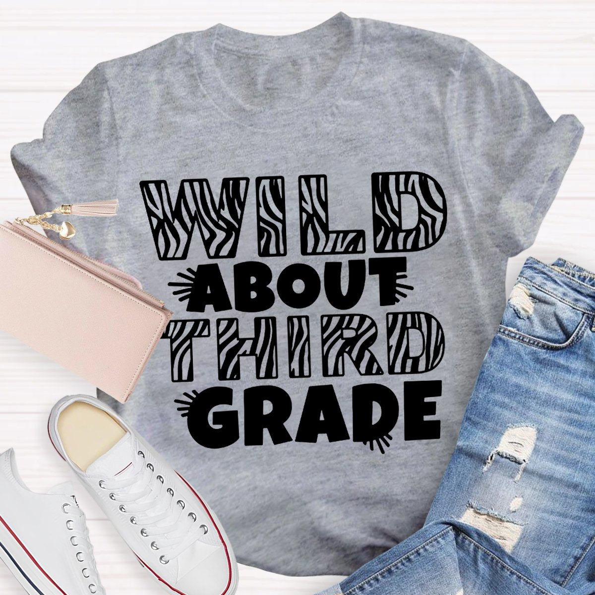 Personalized Wild About Third Grade Teacher Shirt