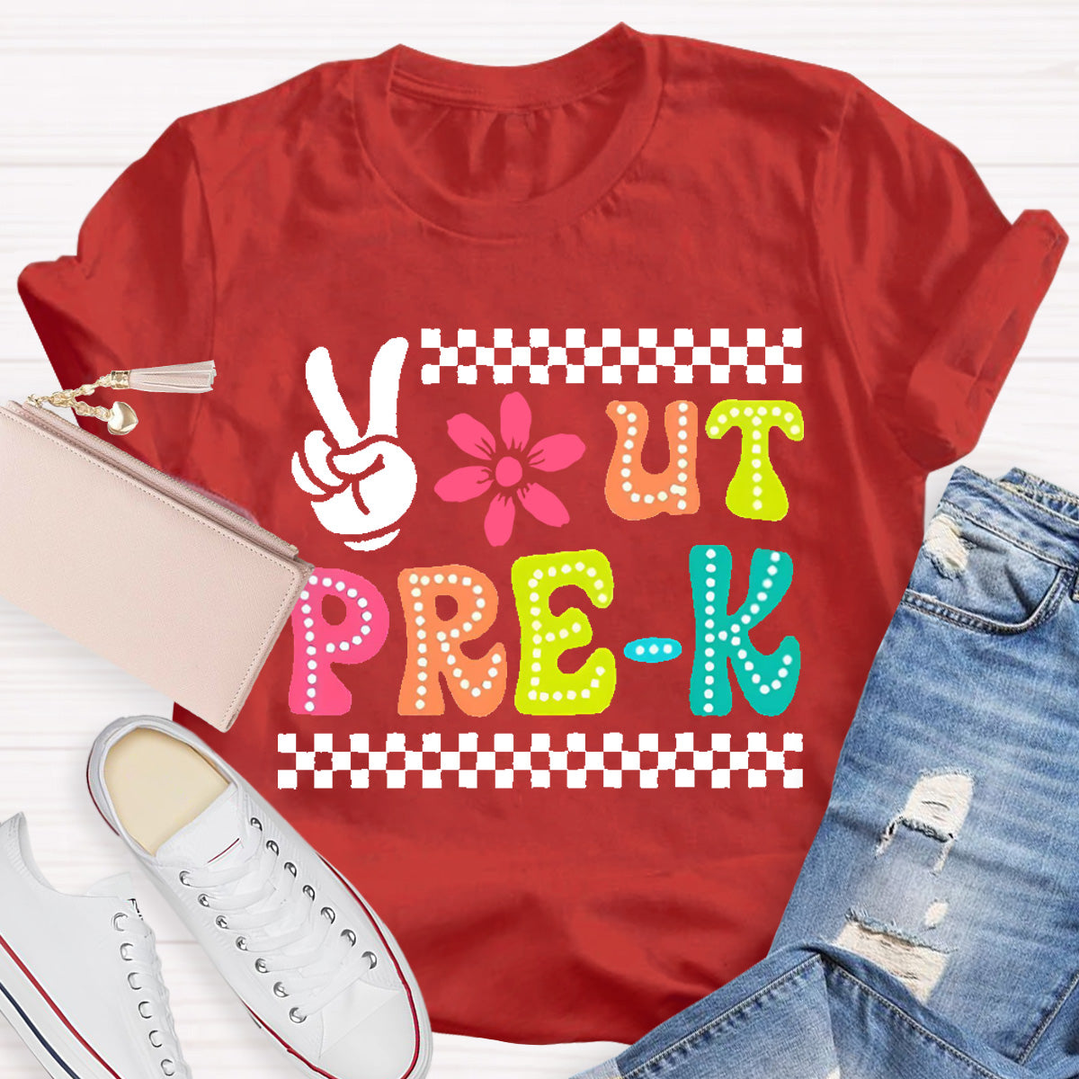 Personalized Grade Out Pre-k Smile Teacher T-Shirt