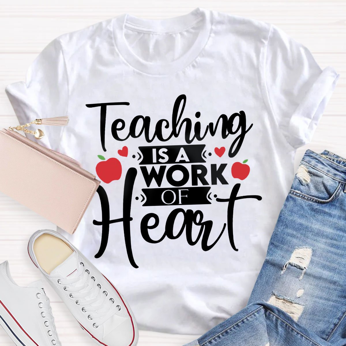 Teacher Art Teaching Is A Work Of Heart T-Shirt