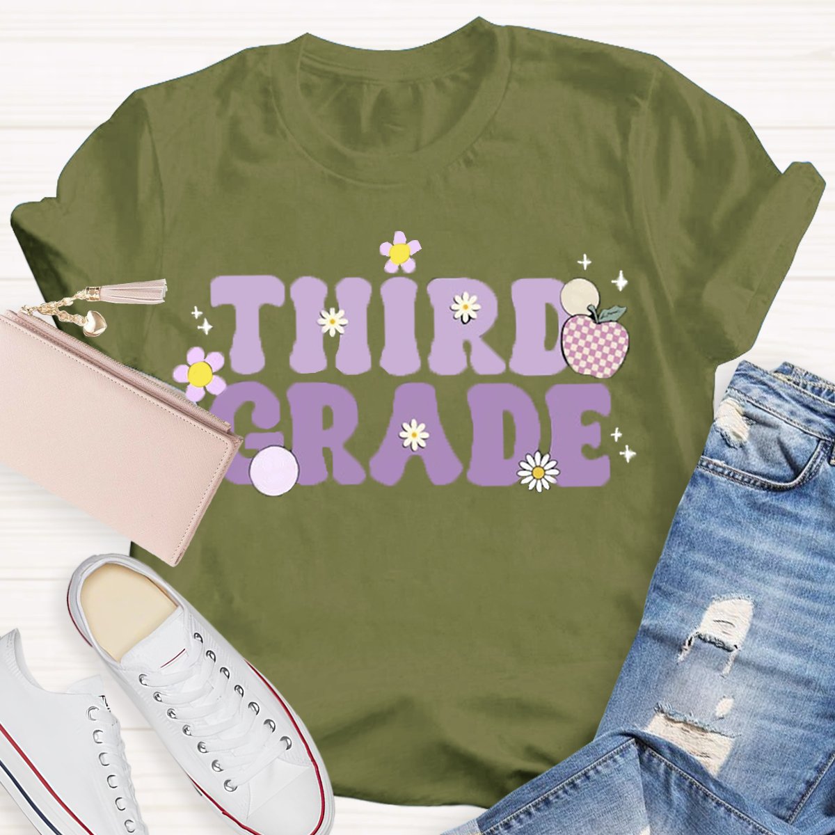 Personalized Grade Purple Apple T-Shirt