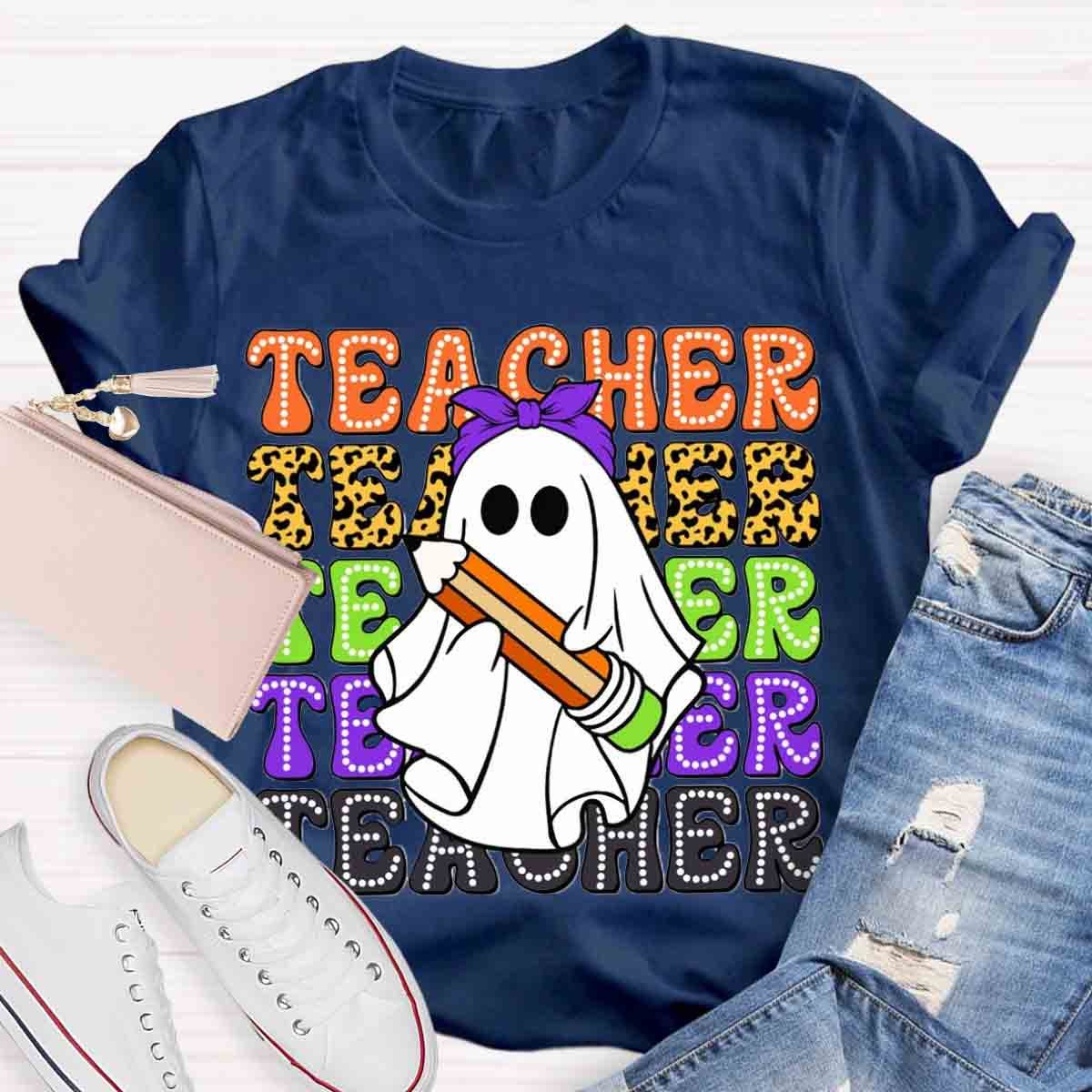 Halloween Cute Ghost Spooky Teacher Shirt