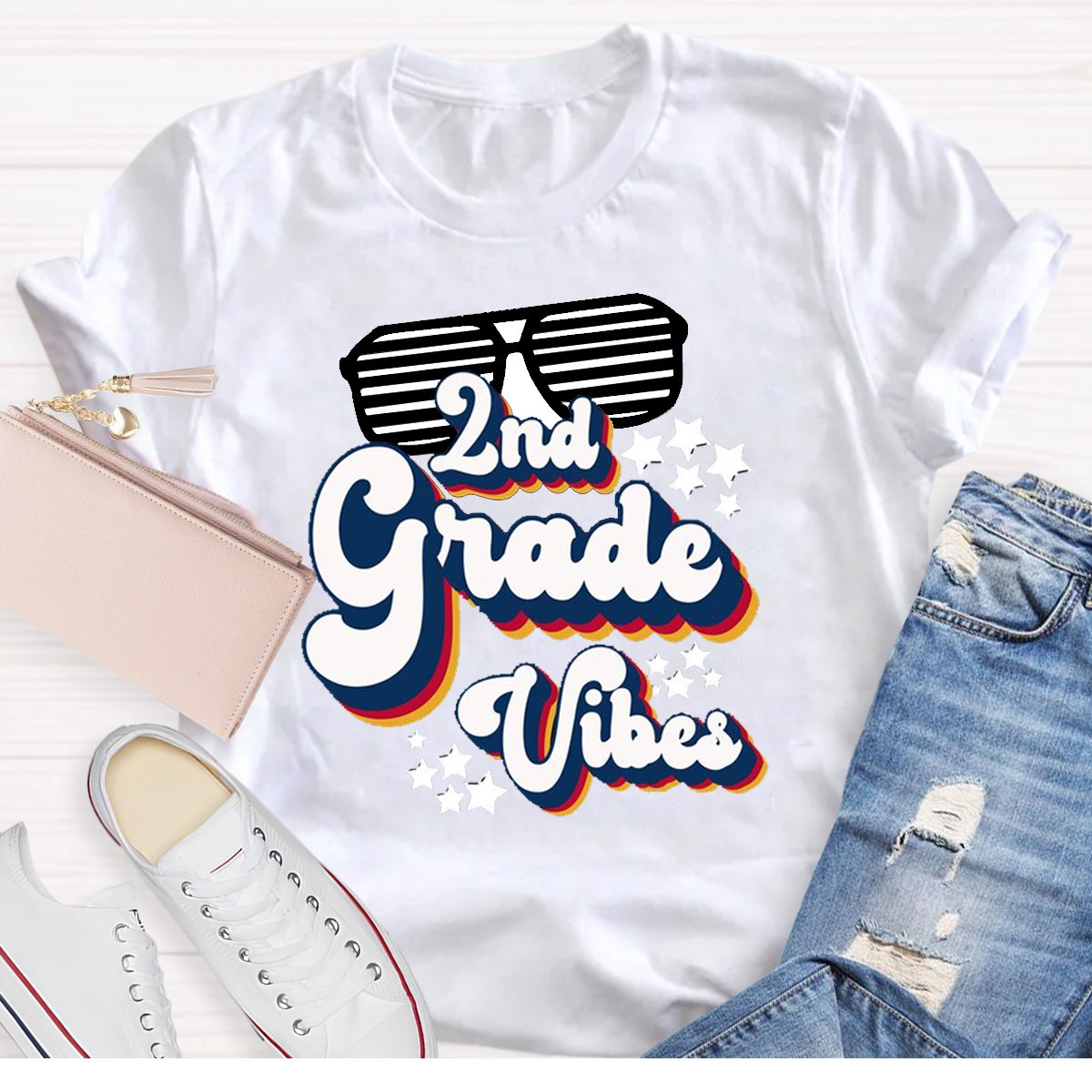 Personalized 2nd Grade VibesTeacher Shirt