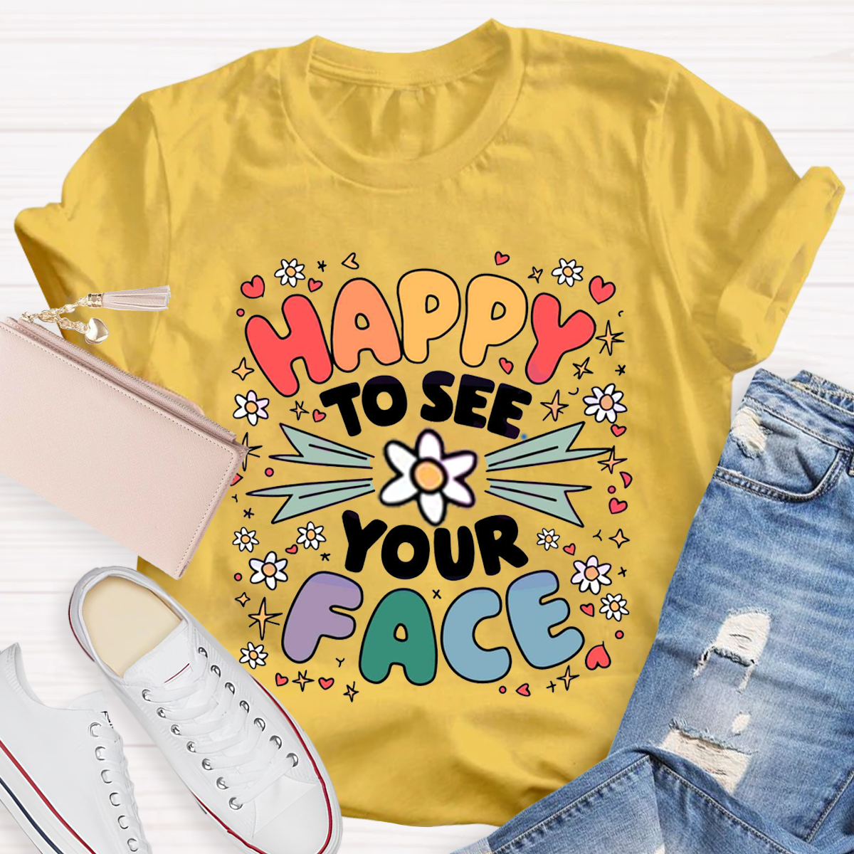 Happy To See Your Face Crew Neck T-Shirt