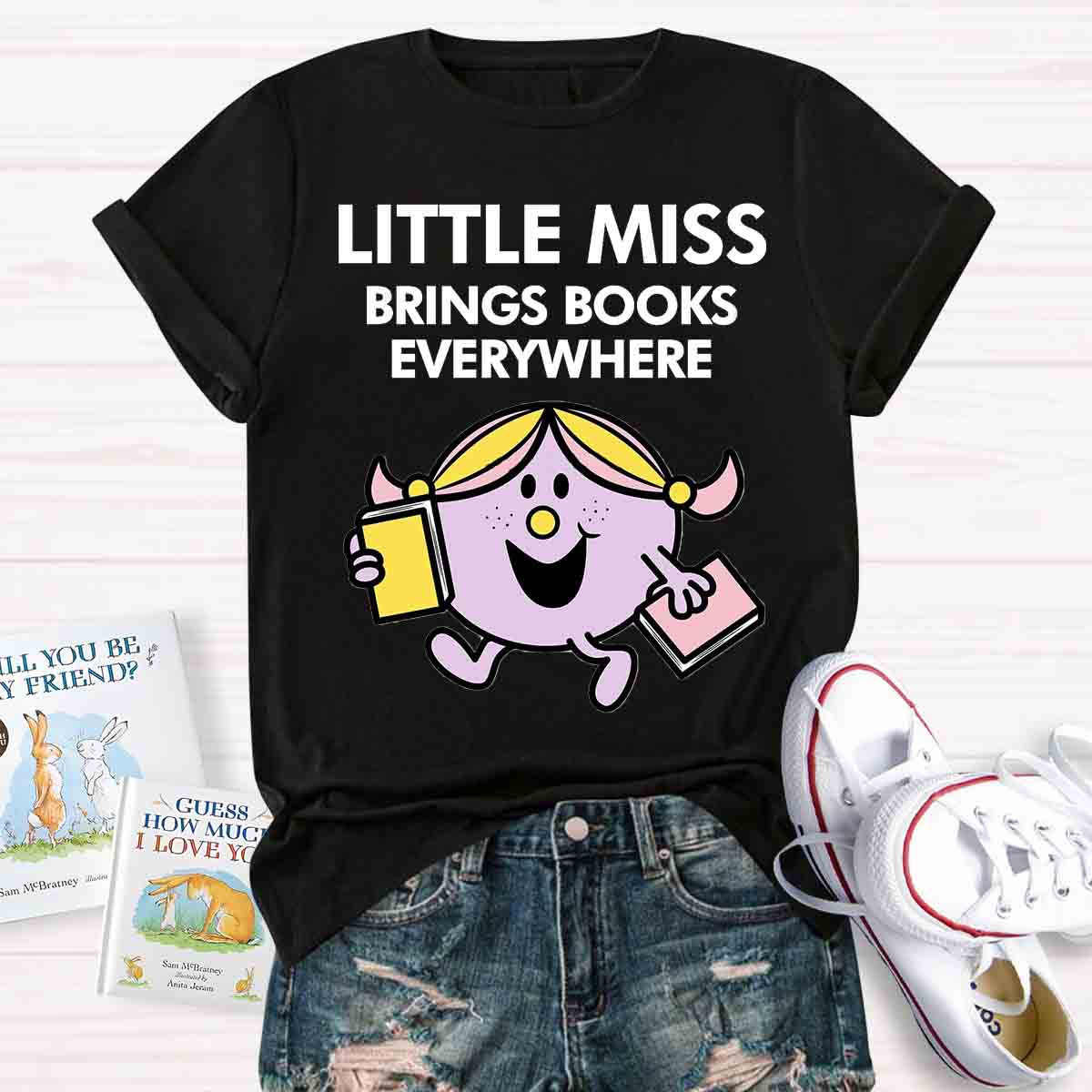 Little Miss Brings Books Everywhere T-shirt