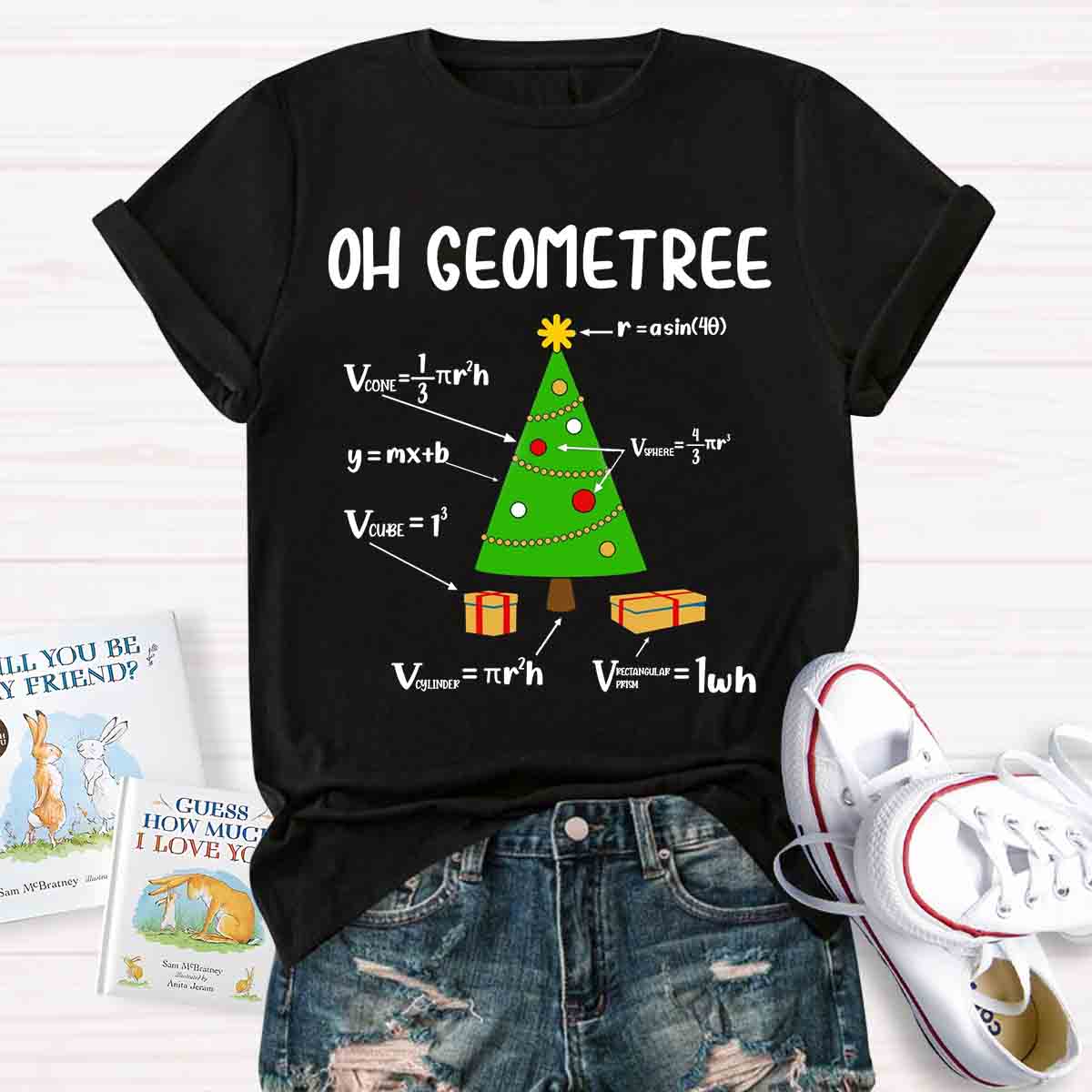 Oh Geometree Christmas Tree Funny Geometry Xmas Math T-Shirt