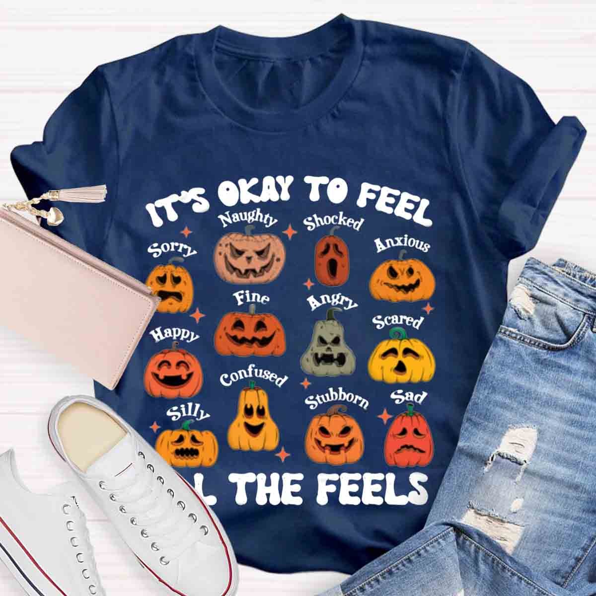 It's Okay To Feel All The Feels Halloween School Psychologist Shirt