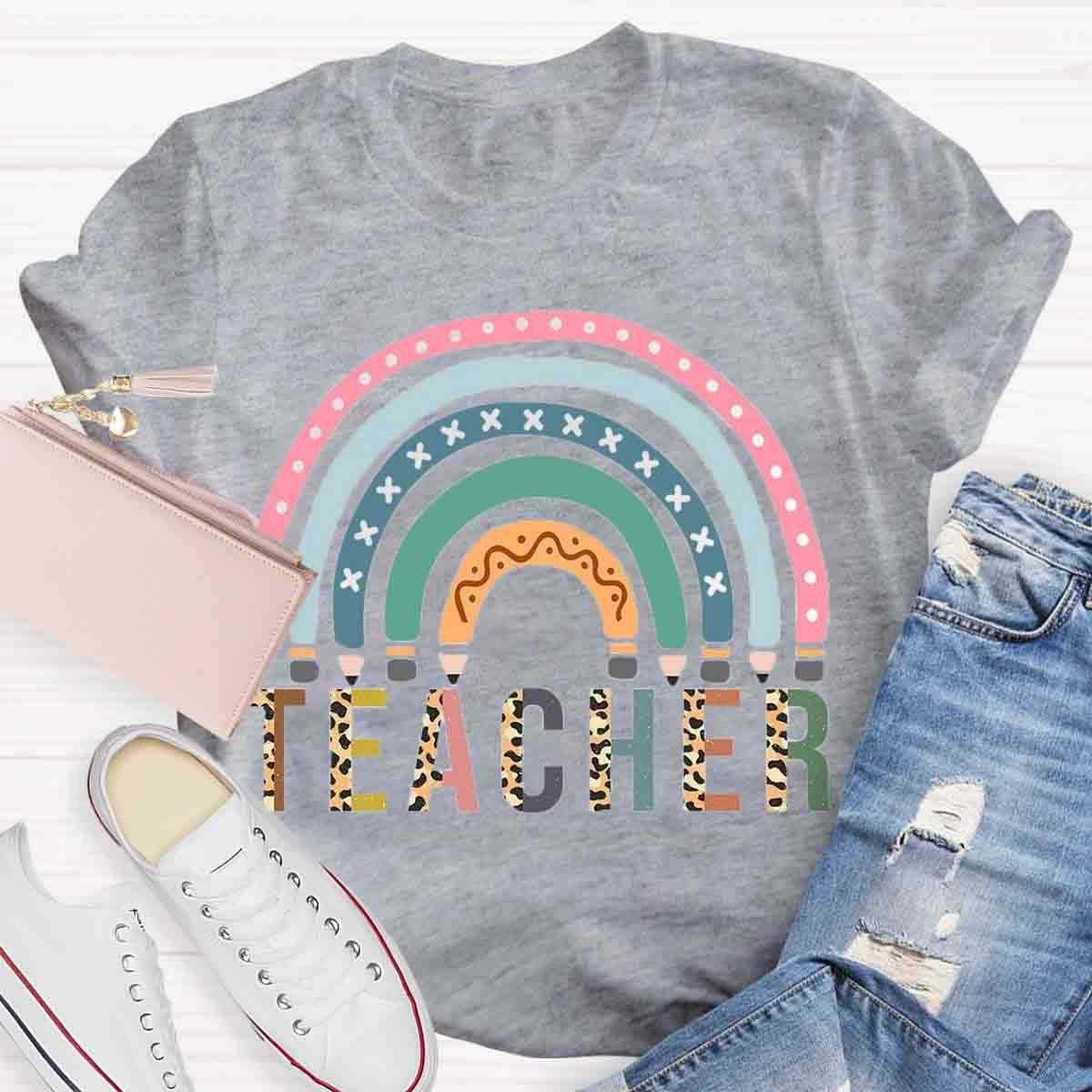 Rainbow Pencil  Teachers T-Shirt