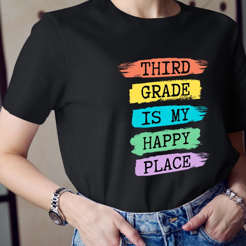 Personalized Grade Is My Happy Place Teacher T-Shirt