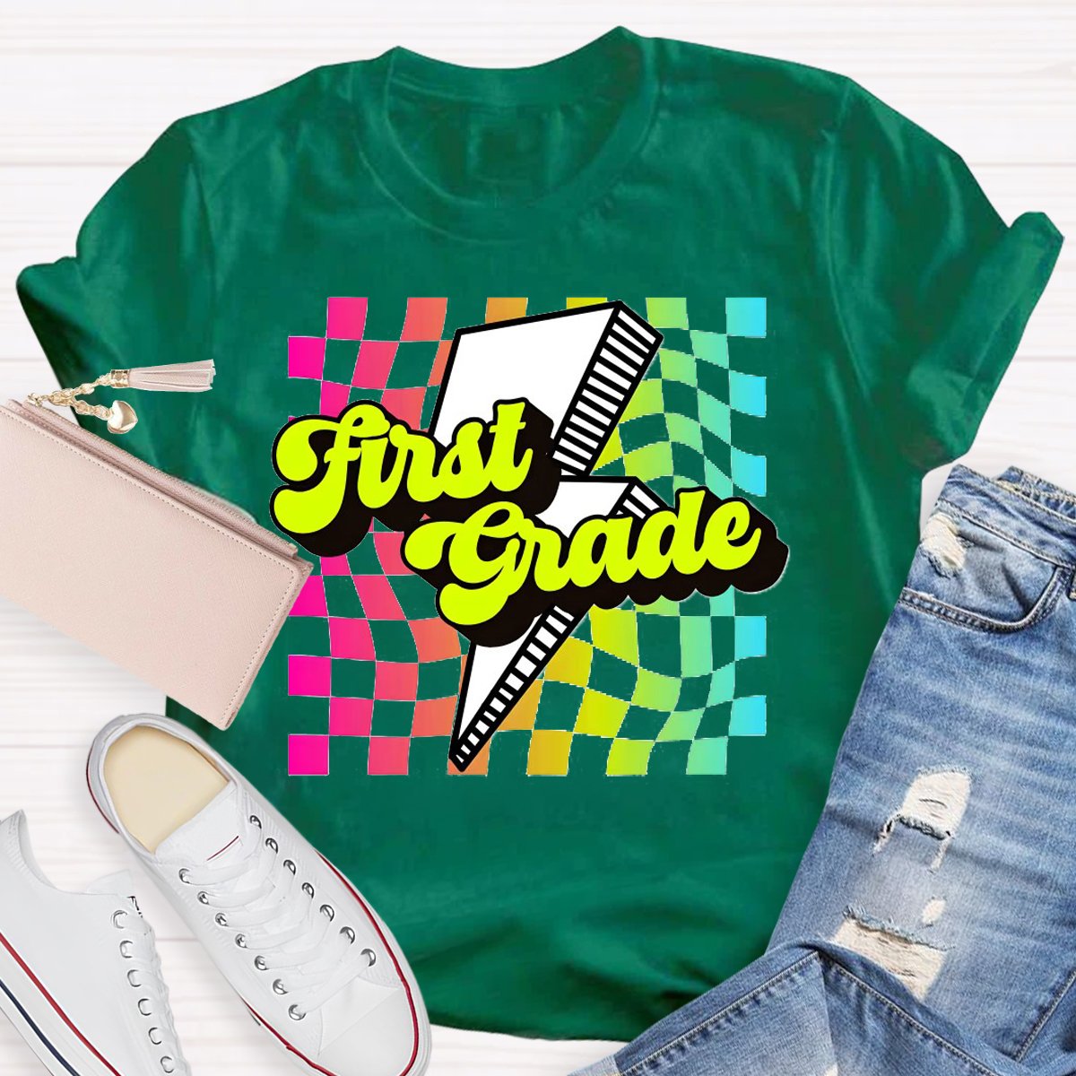 Personalized Grade Color Blocks Back to School T-shirt