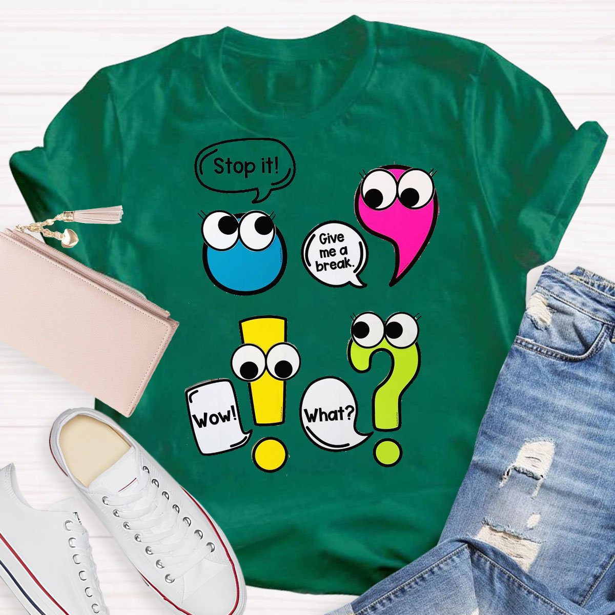 Funny Punctuation Marks Cute and Humorous Cartoon Characters T-Shirt