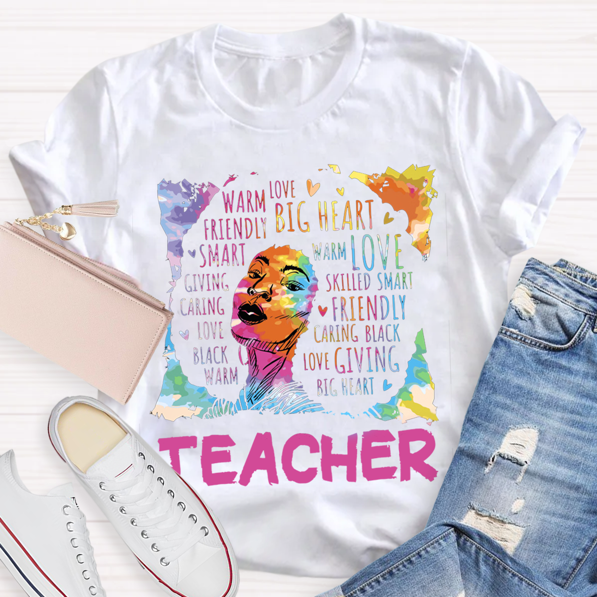 Crew Neck Black Teacher Casual T-Shirt