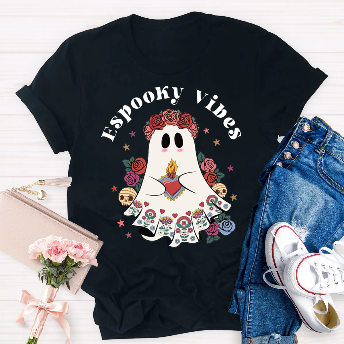 Espooky Vibes Mexican Ghost Halloween T-Shirt