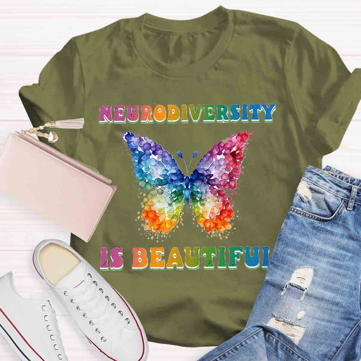 Neurodiversity is Beautiful Butterfly Design Special Ed Teacher T-Shirt