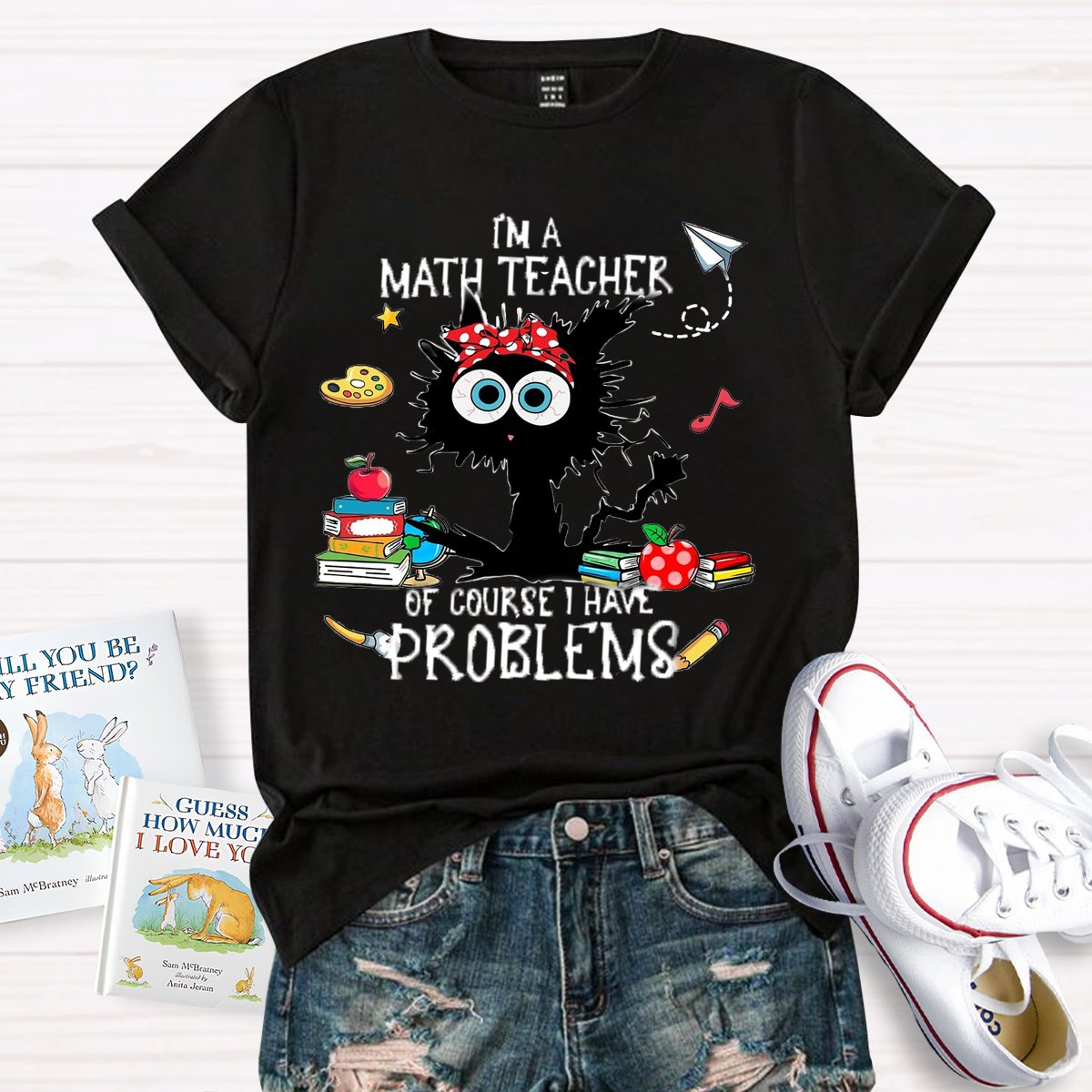 I'm A Math Teacher Exploding Cat Teacher T-Shirt