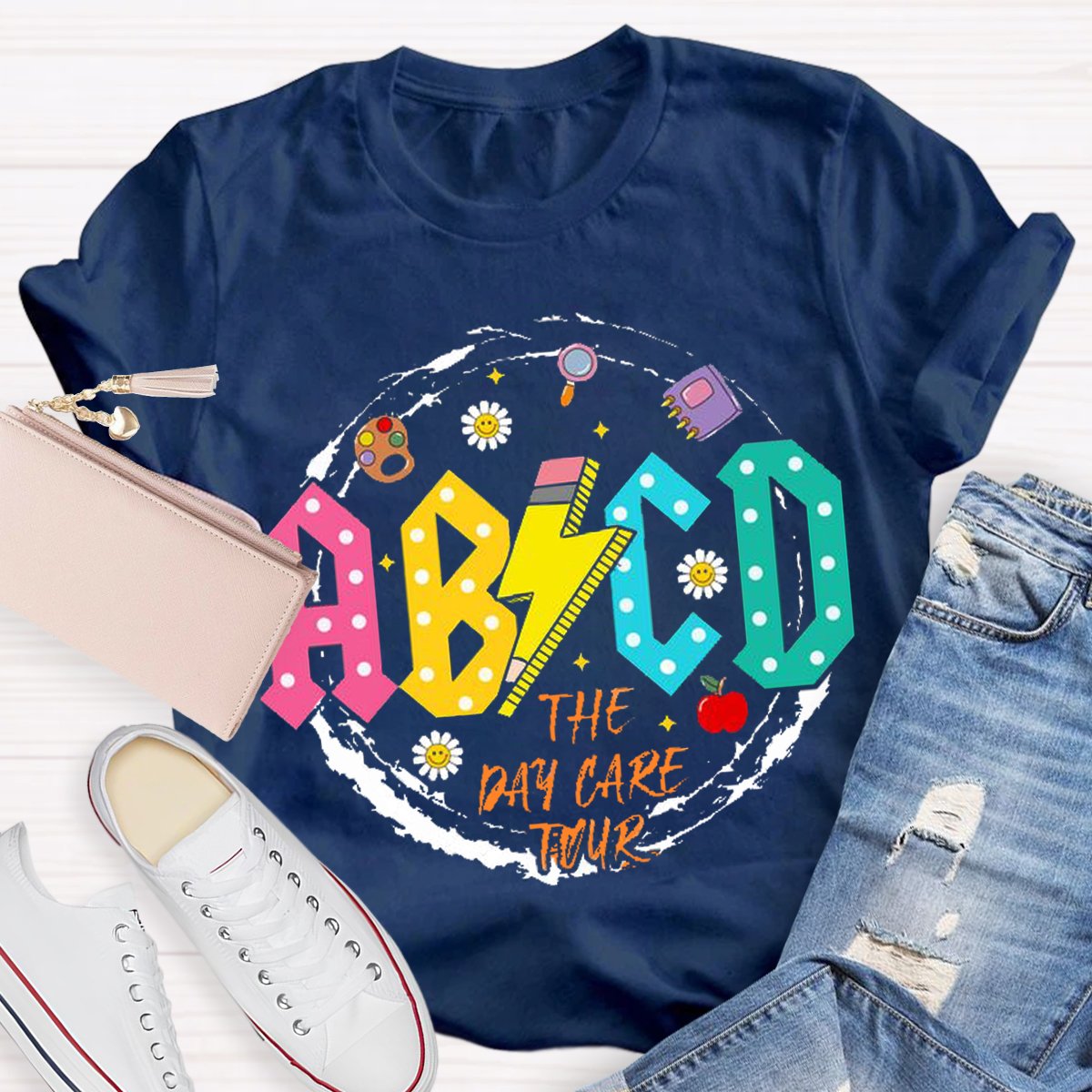 Funny Design Art ABCD Teacher T-Shirt