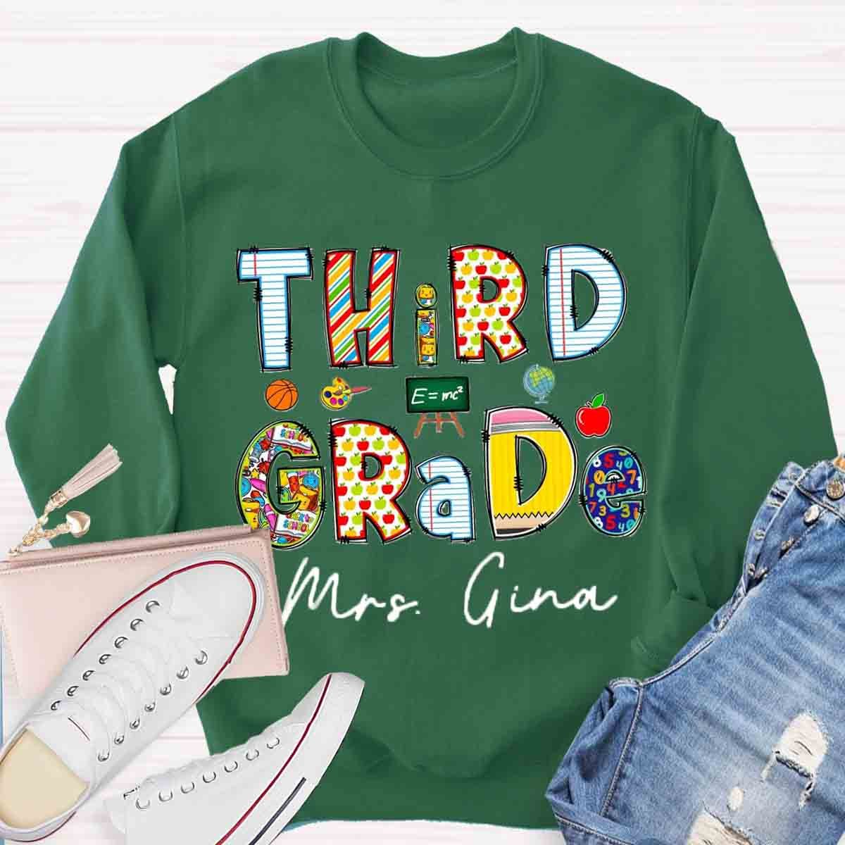 Personalized Grade And Name Teachers Sweatshirt