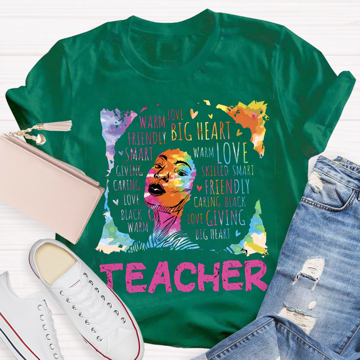 Crew Neck Black Teacher Casual T-Shirt