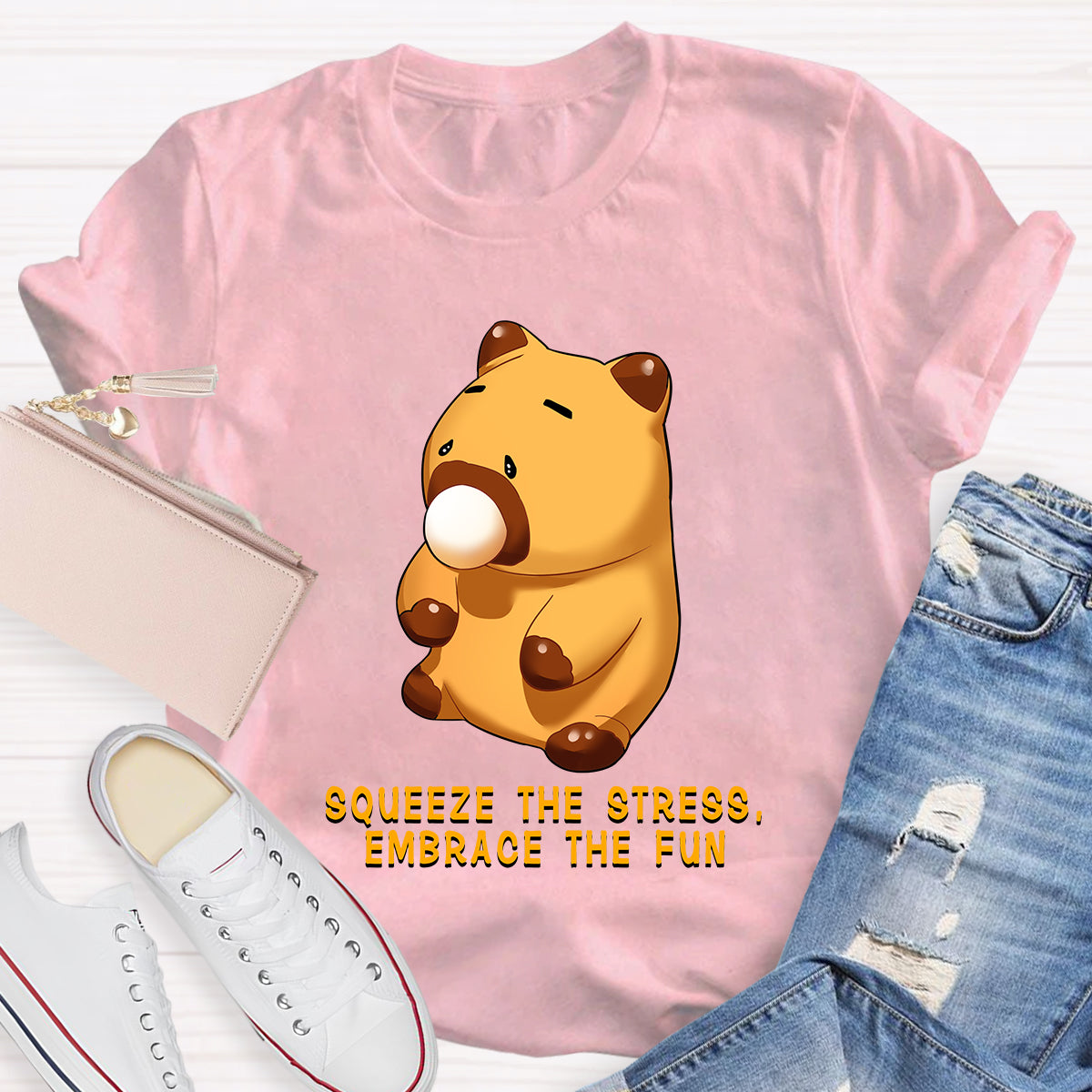 Squeeze The Stress, Embrace The Fun Capybara T-Shirt