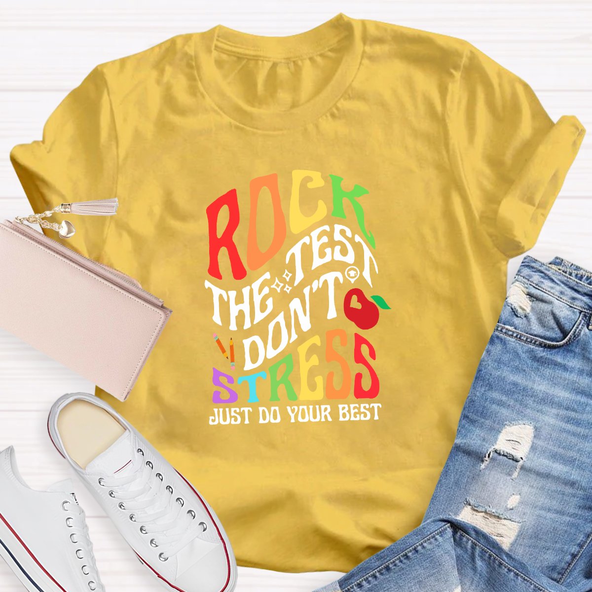 Rock The Test Don't Stress Teacher Shirt