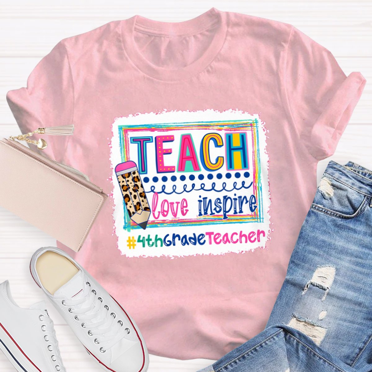 Personalized Teach Love Inspire Grade Teacher Teacher Shirt