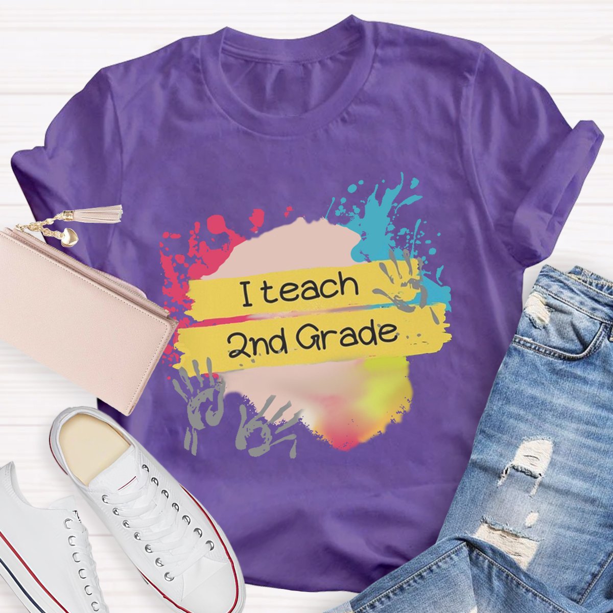 Personalized I Teach 2nd Grade Teacher Shirt