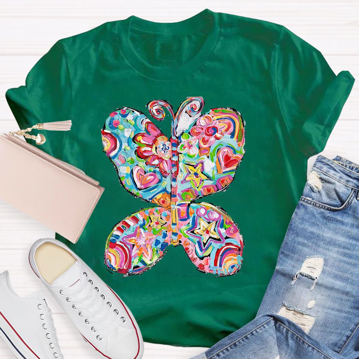 Color Butterfly Teacher Shirt