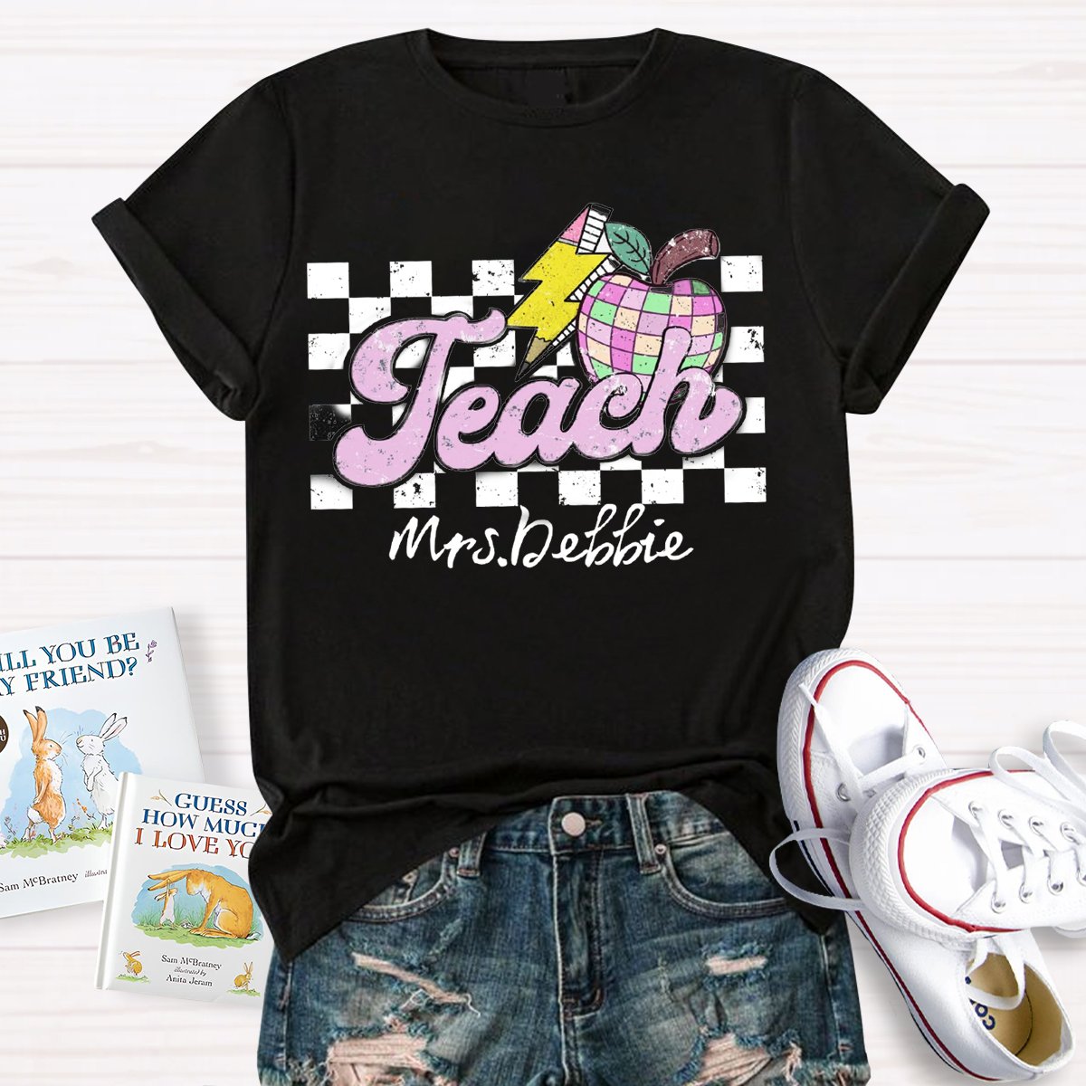 Personalized Teacher Name Apple Back To School Shirt