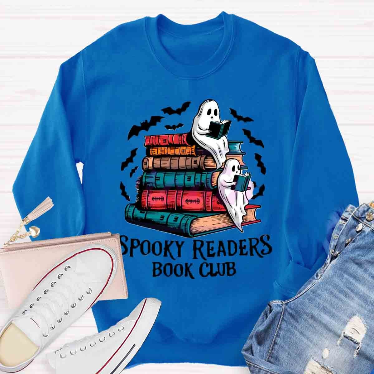 Funny Bookish Ghost Spooky Readers Book Club Halloween Sweatshirt