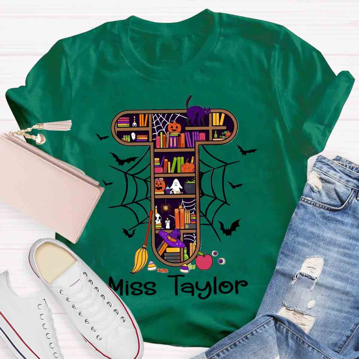 Personalized Name Halloween Spooky Teacher T-Shirt