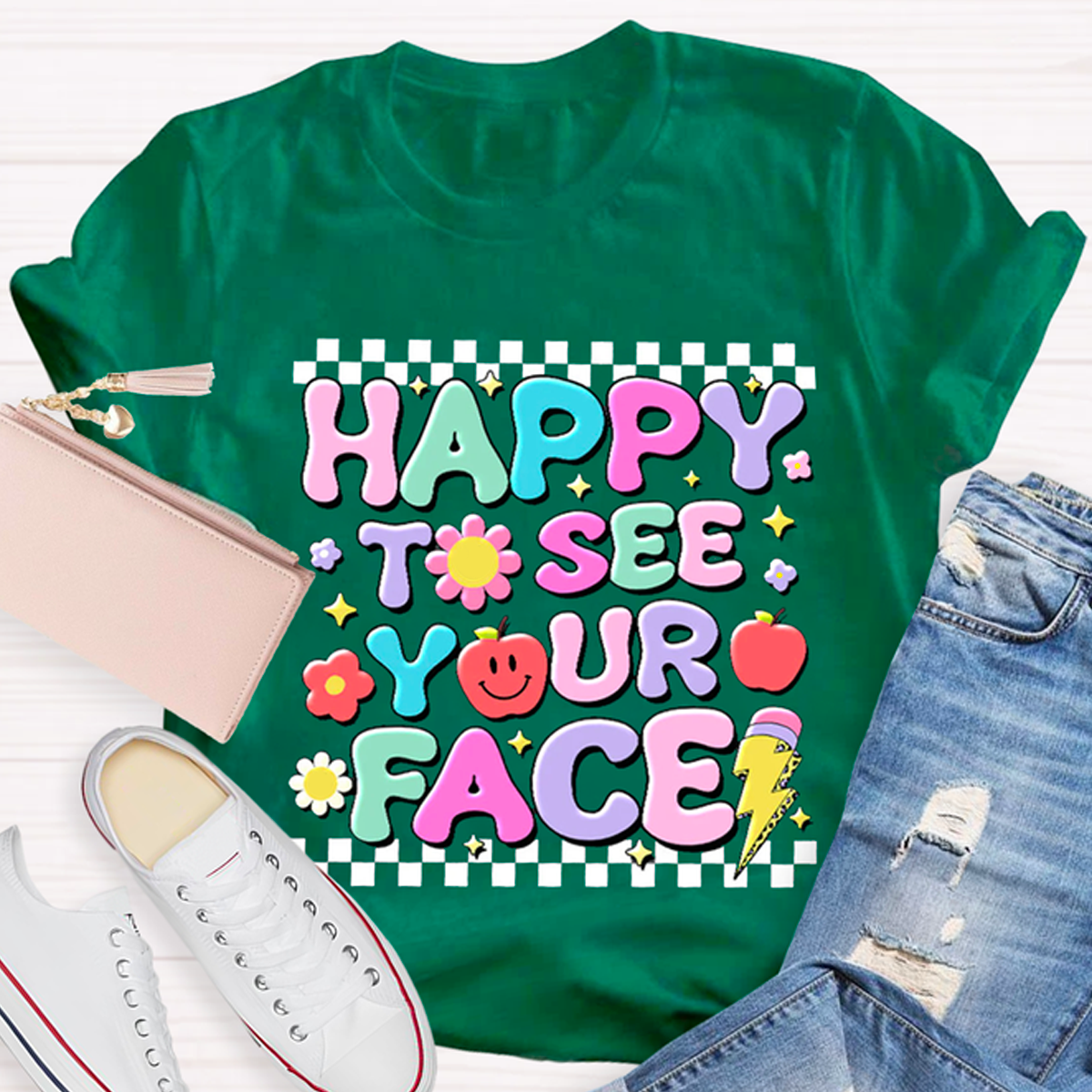 Back To School Cute Happy To See Your Face Teacher T-Shirt