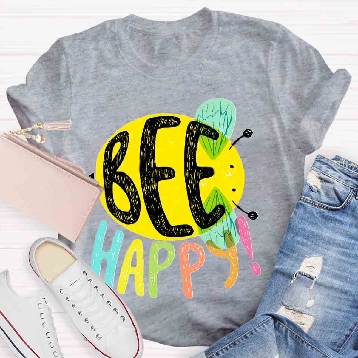 Bee Happy Cute Teacher T-Shirt