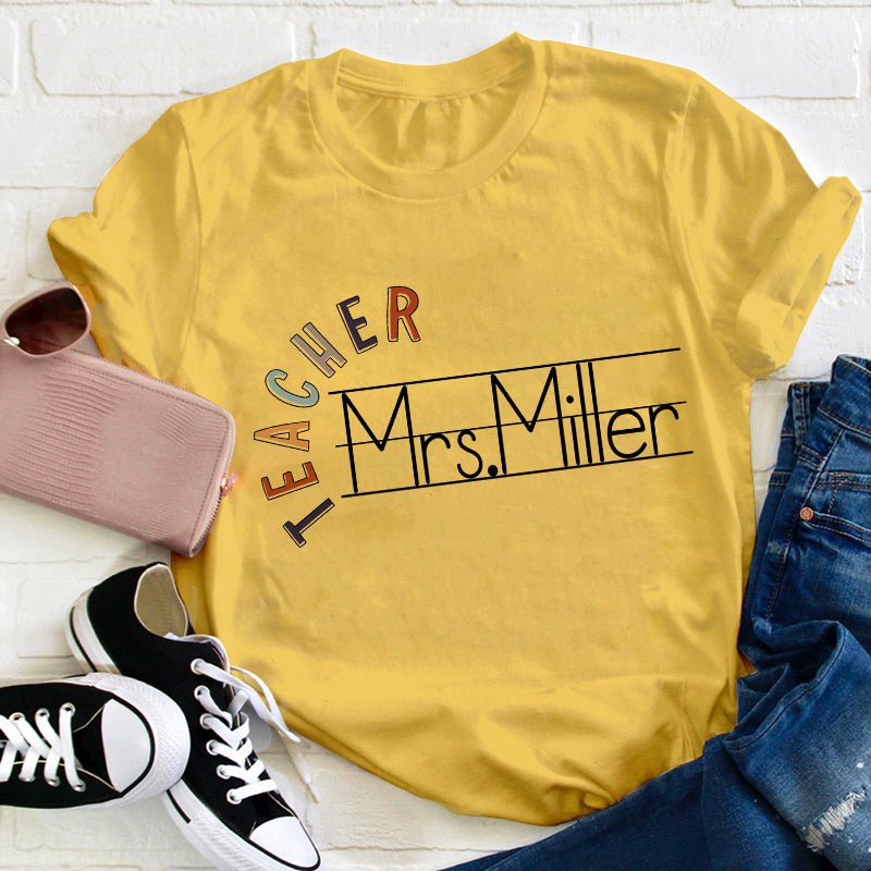 Personalized Name Spelling Letter Teacher T-Shirt