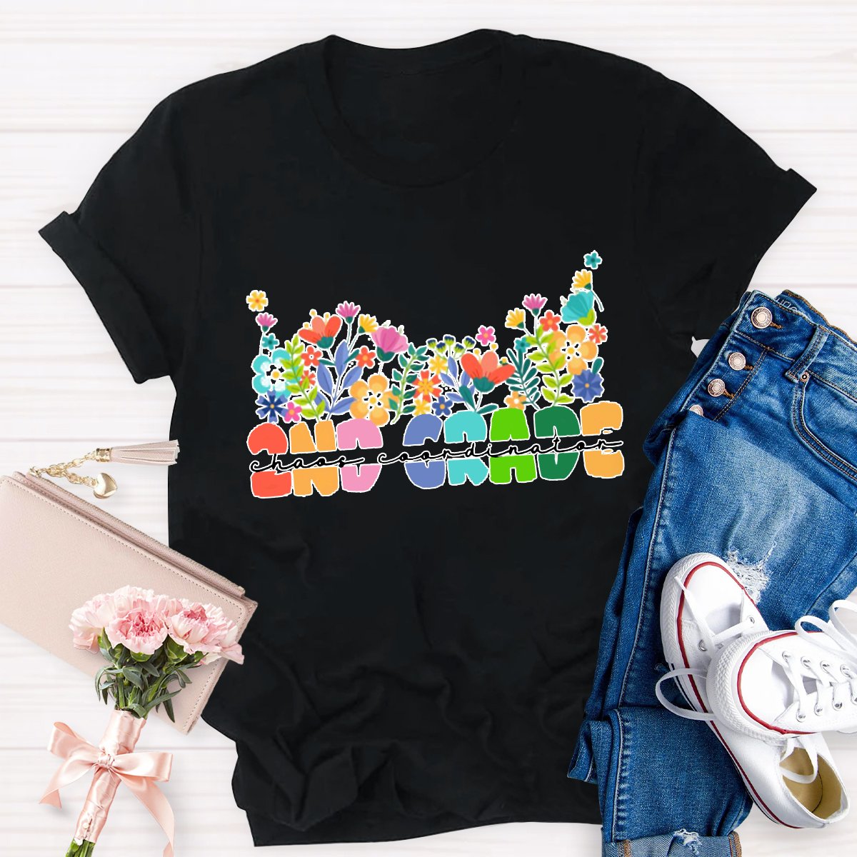 Personalized Colorful Flower Teacher Shirt