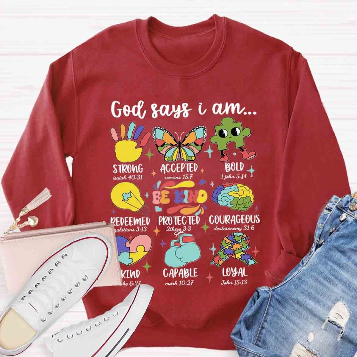 God says I am Strong Bold Be Kind Sweatshirt