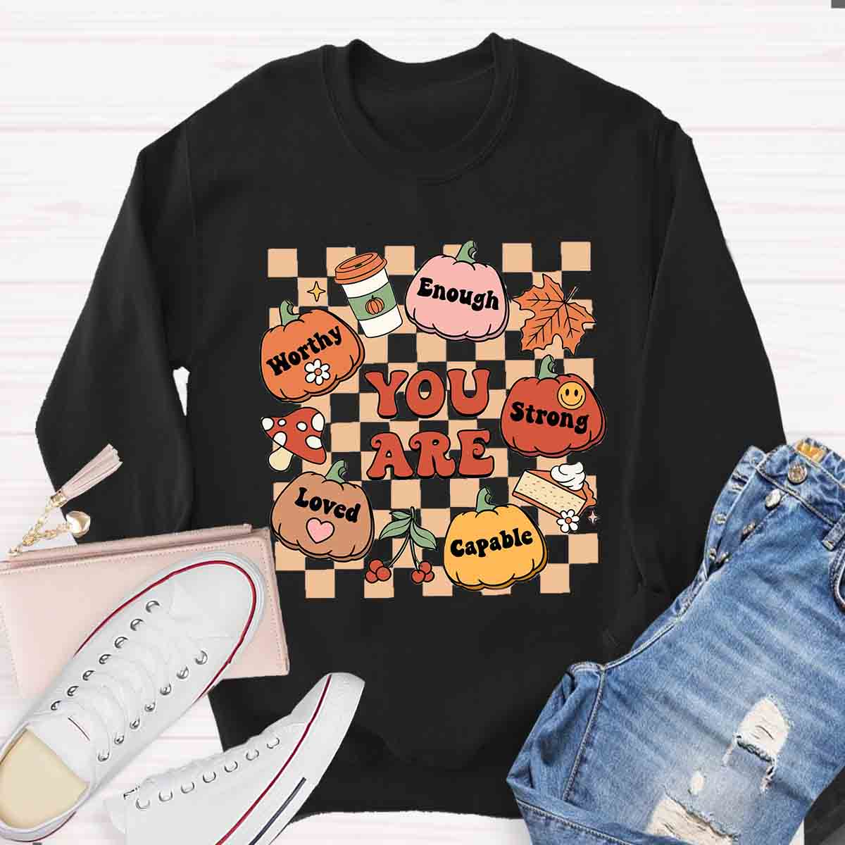 Autumn Thanksgiving Teacher Aide Pumpkin You Are Loved Sweatshirt