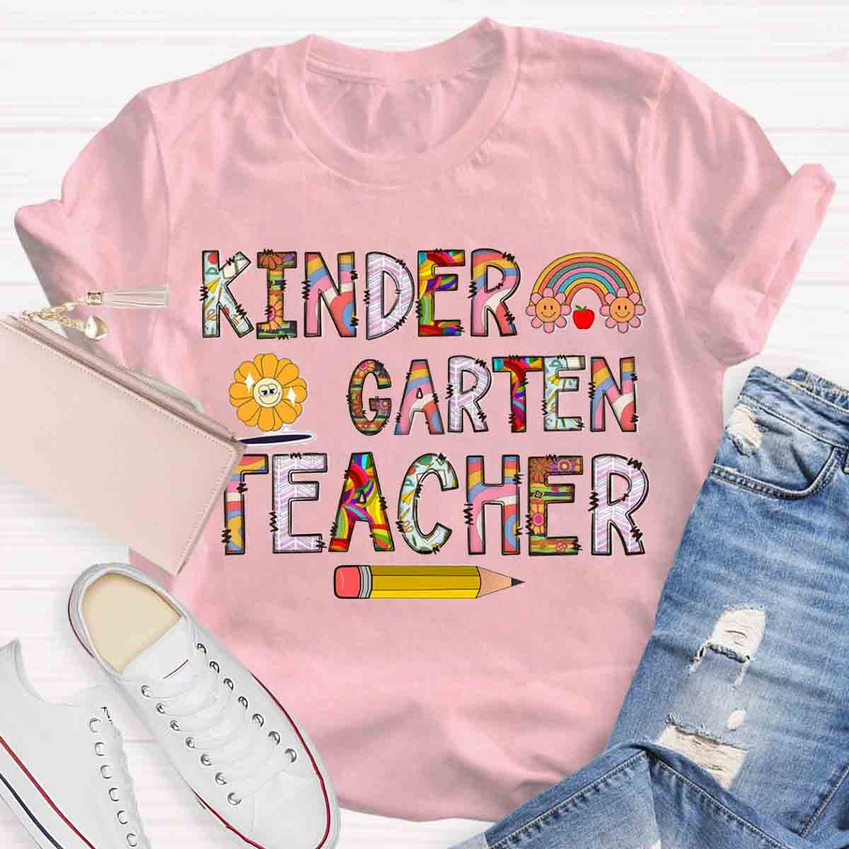 Personalized Grade Rainbow Teacher T-Shirt