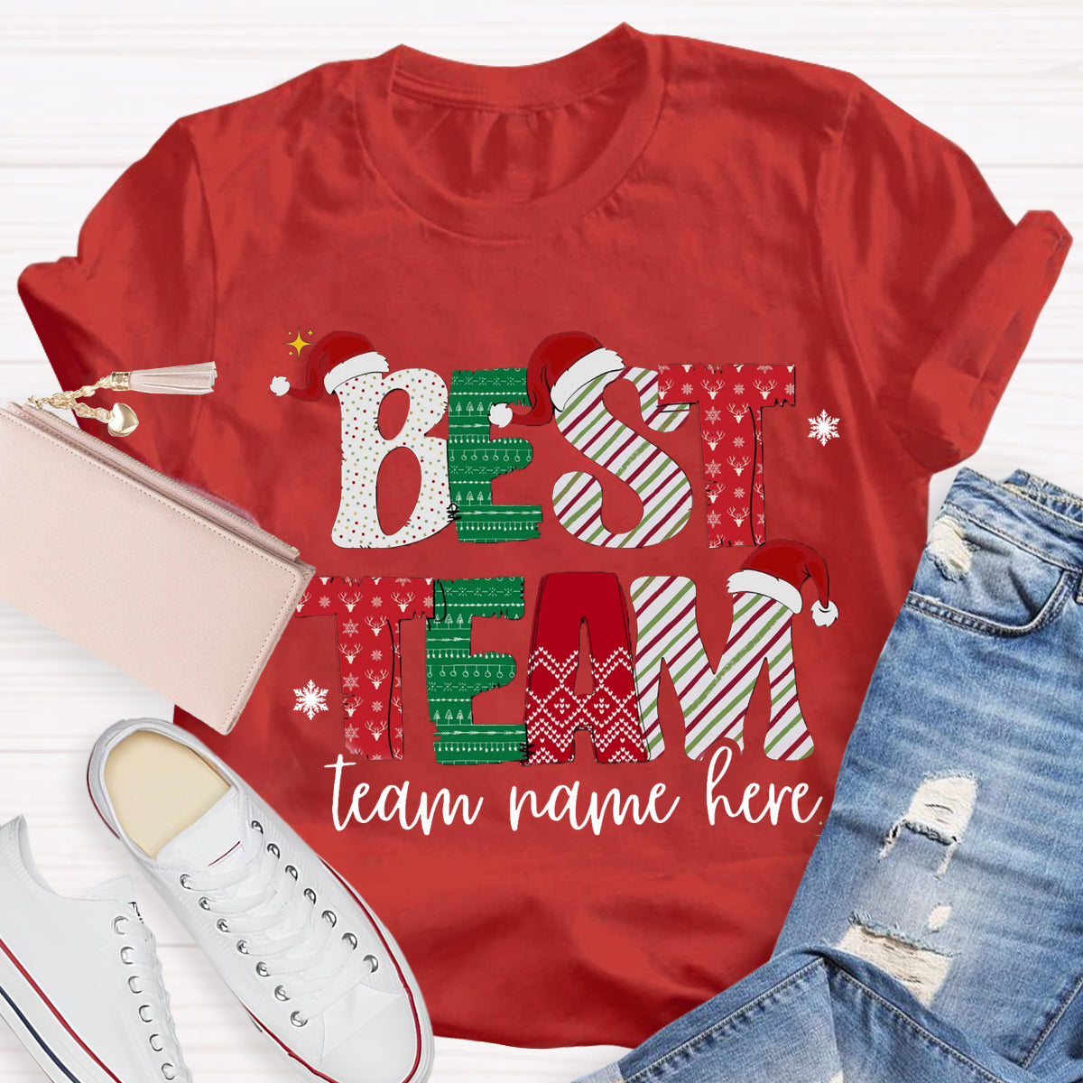 Personalized Team Name Christmas Best Team Ever T-Shirt