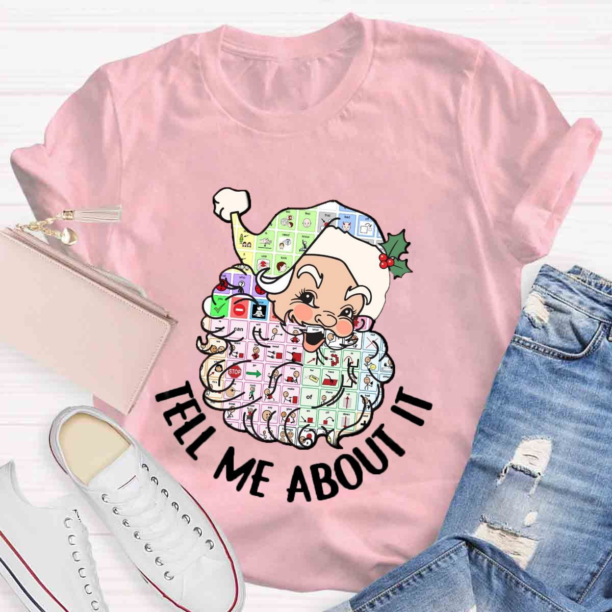 Santa Christmas Tell Me About It Speech Language Pathologist T-Shirt