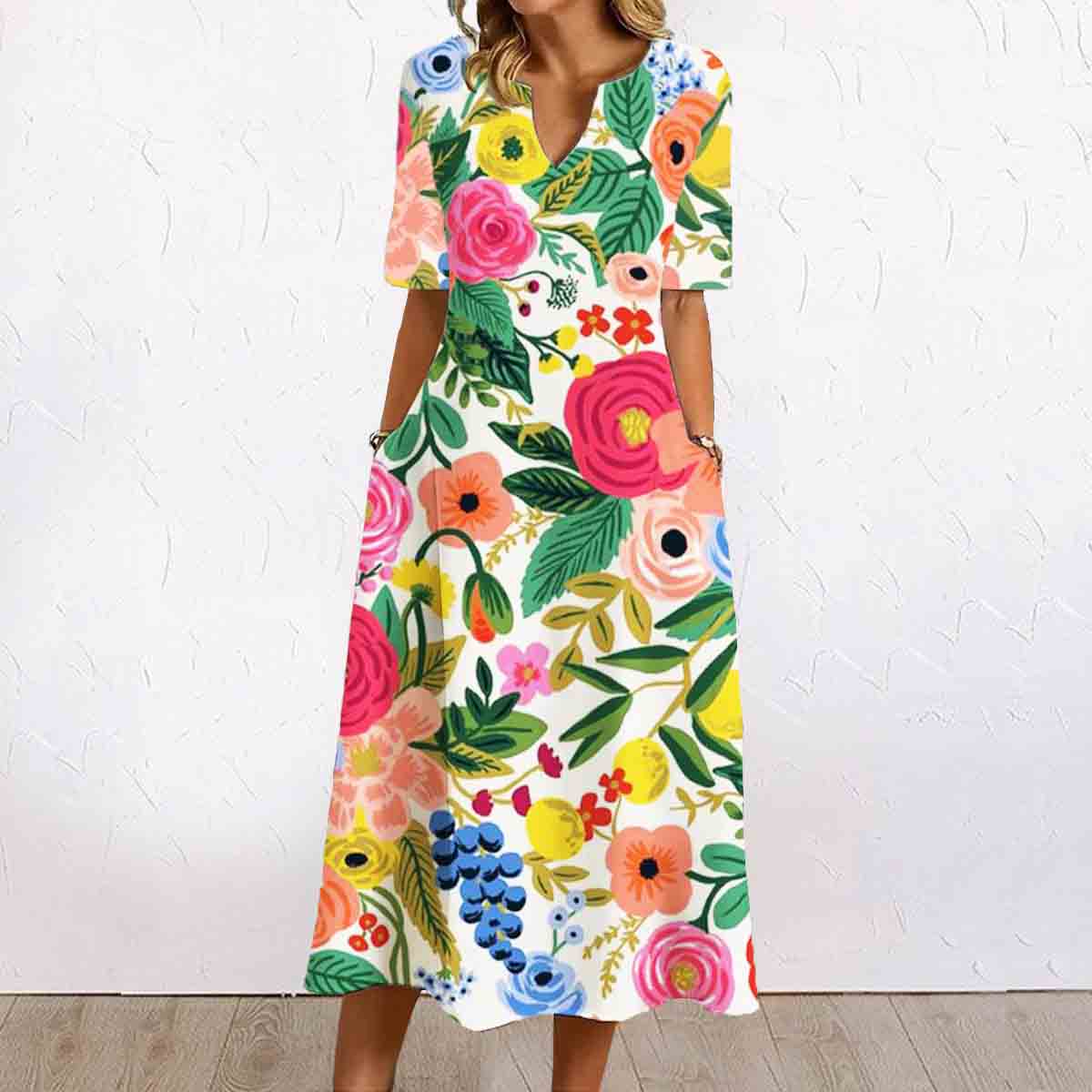 Cream Garden Party Floral Dress