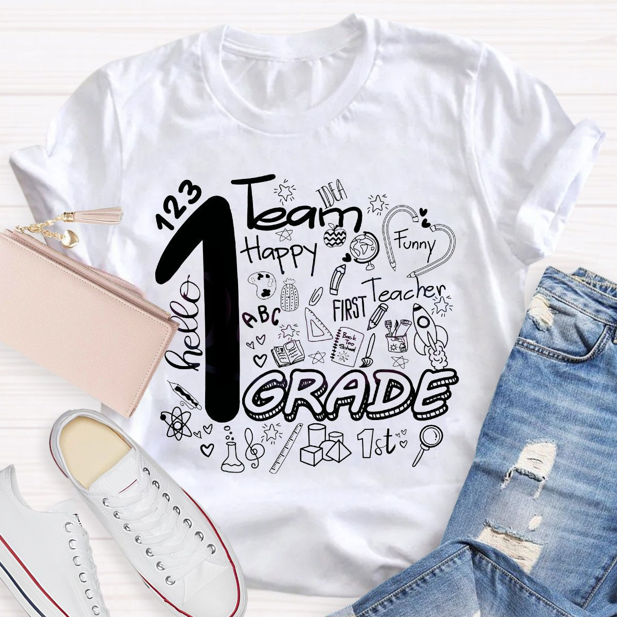 Personalized Grade Hello Team First Grade T-shirt