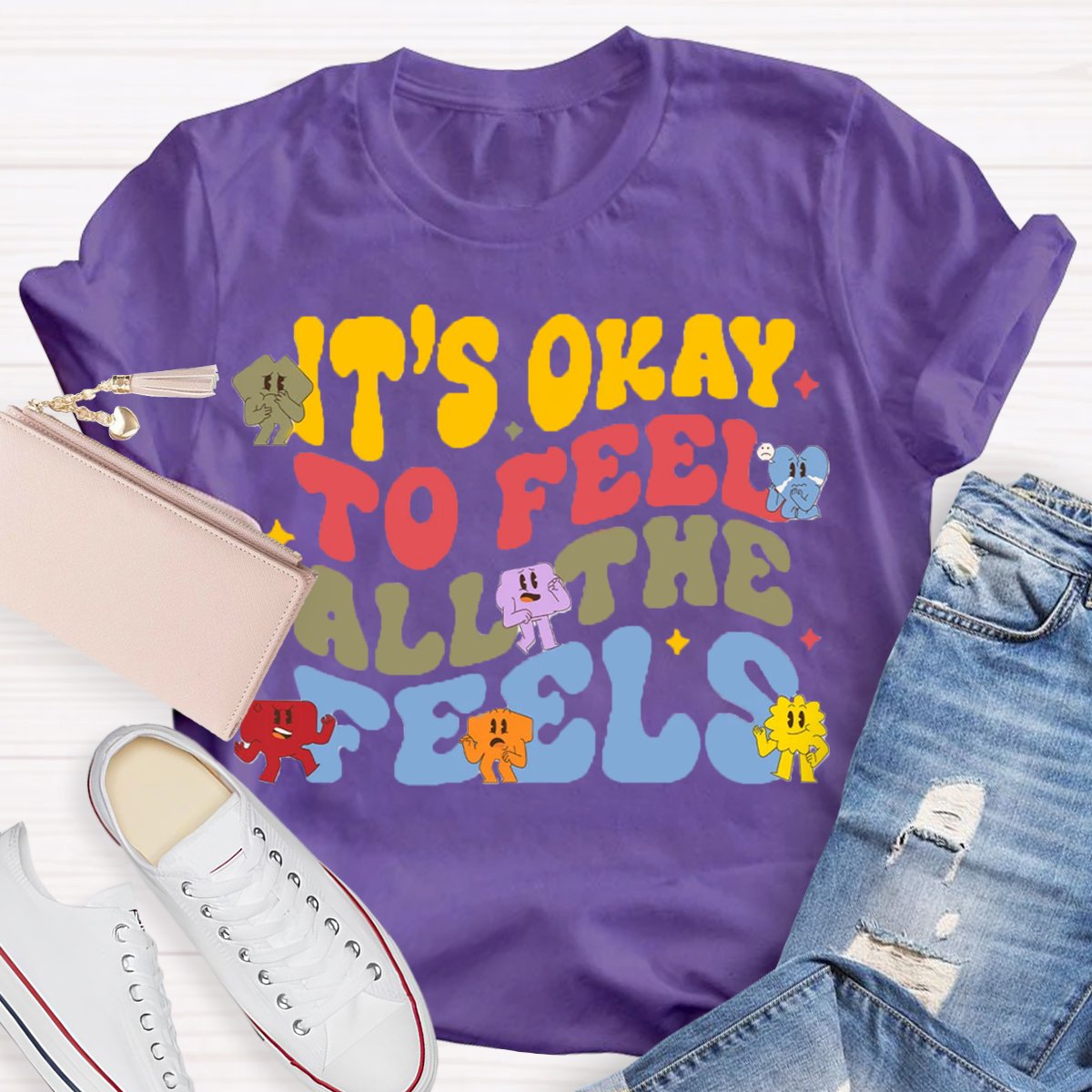 It's Okay To Feel All The Feels Mental Health Psychologist Shirt