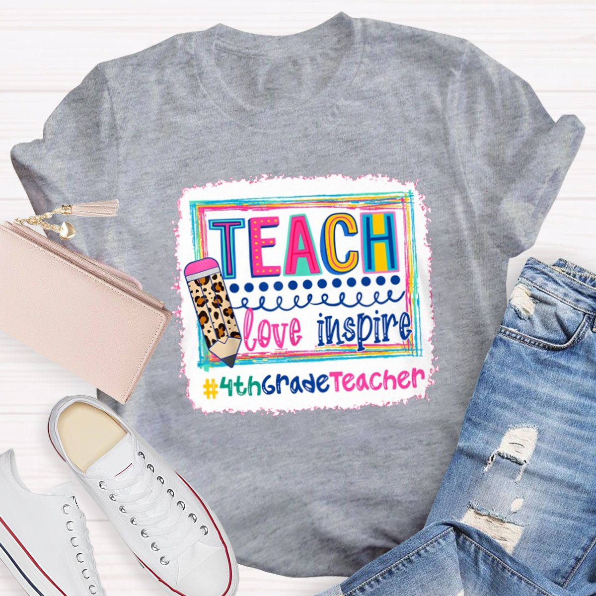 Personalized Teach Love Inspire Grade Teacher Teacher Shirt