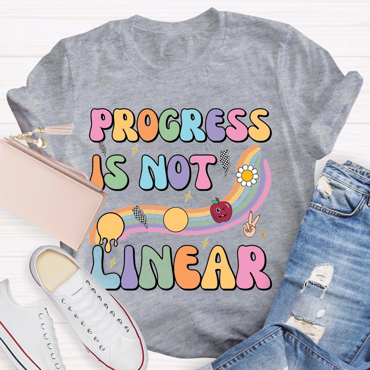 Progress Is Not Linear Teacher T-Shirt