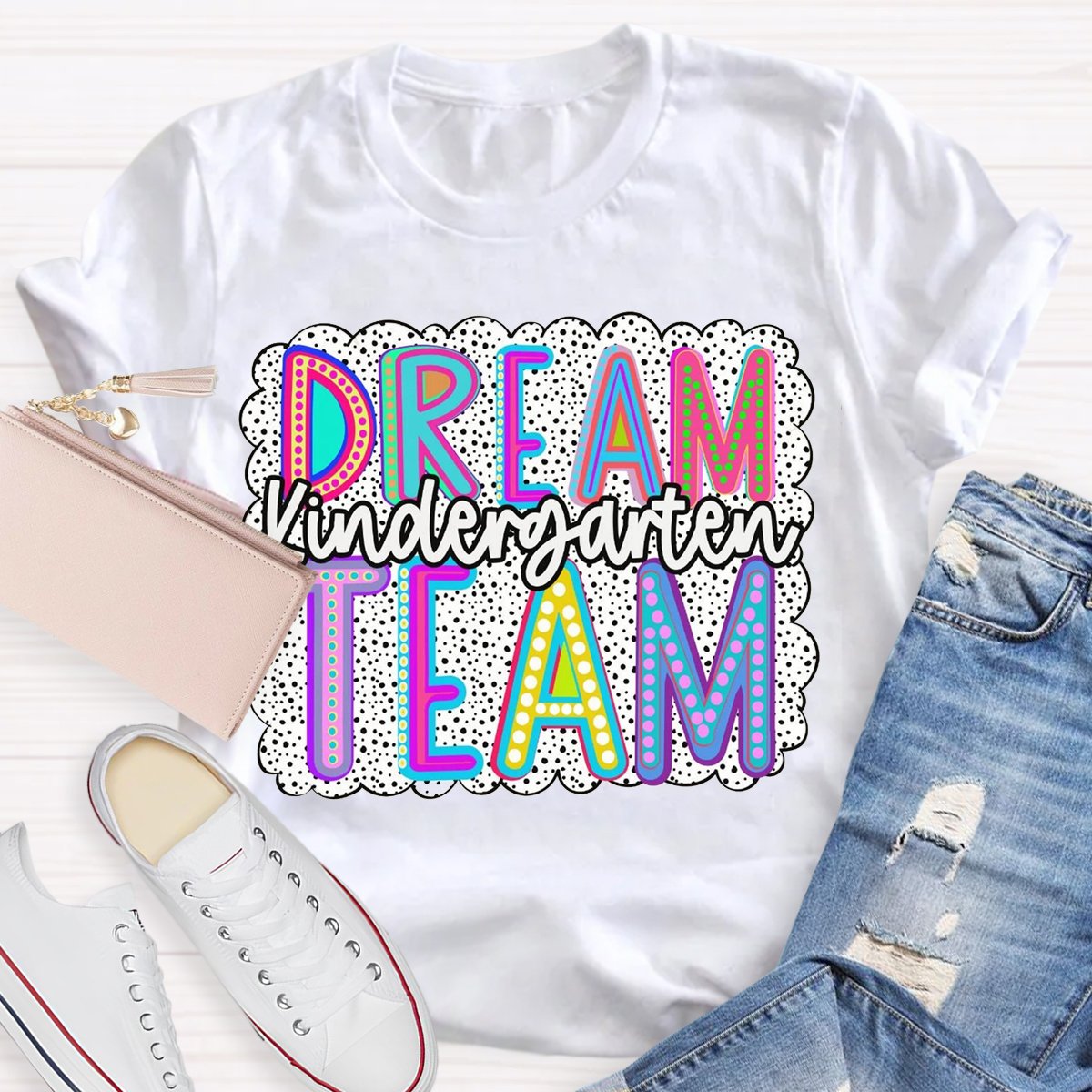 Personalized Grade Dream Team Dalmatian Dots Teacher Shirt