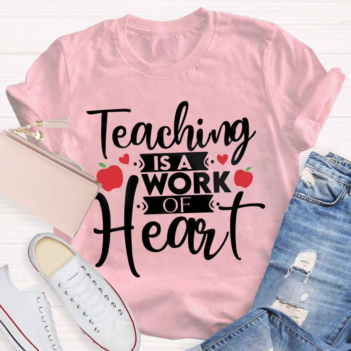 Teacher Art Teaching Is A Work Of Heart T-Shirt