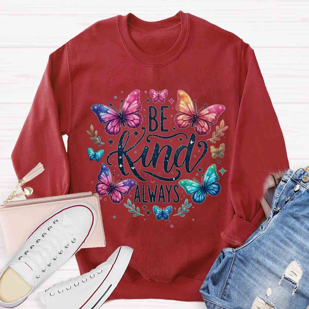 Be Kind Always Butterfly Floral Sweatshirt