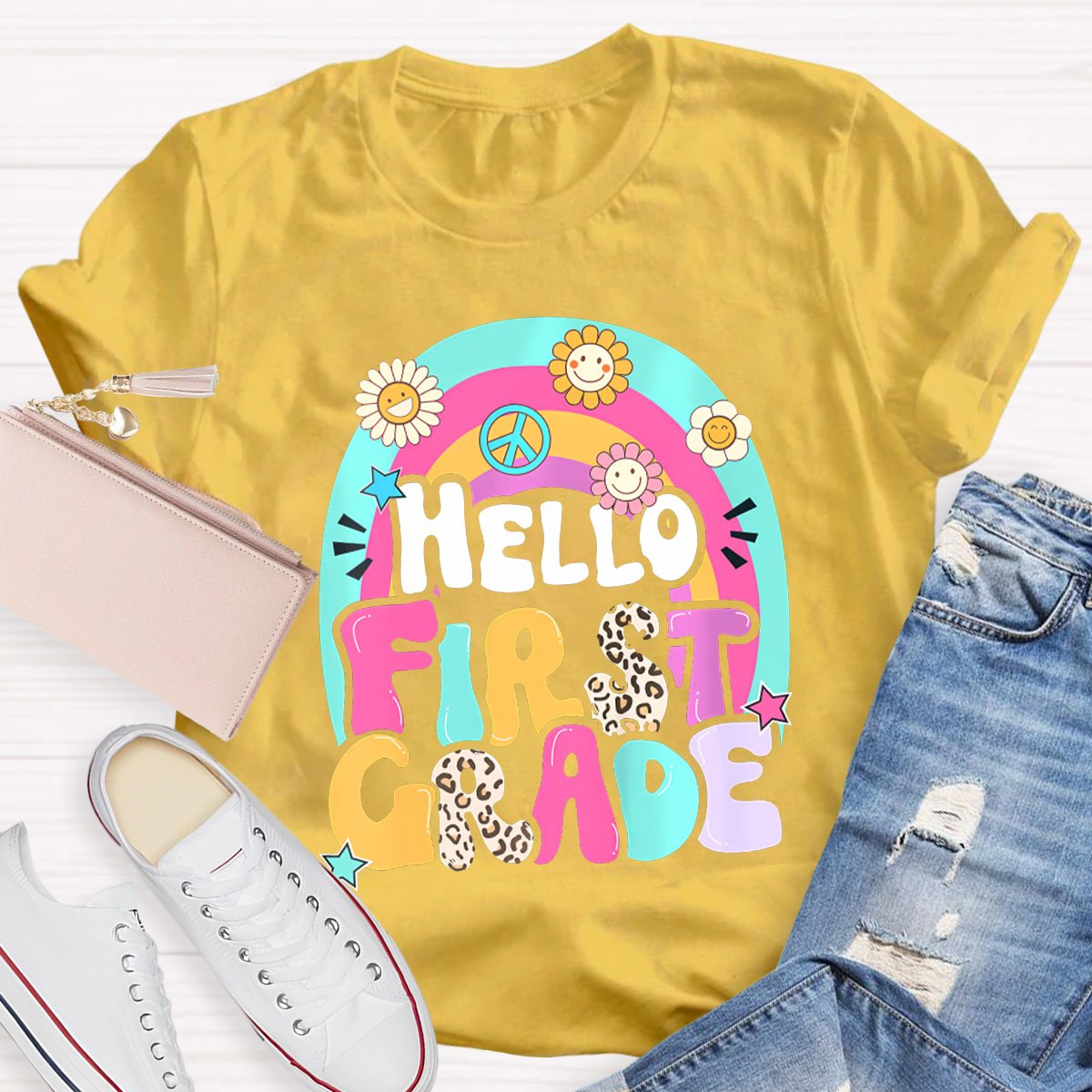 Personalized Hello Firt Grade Teacher Shirt